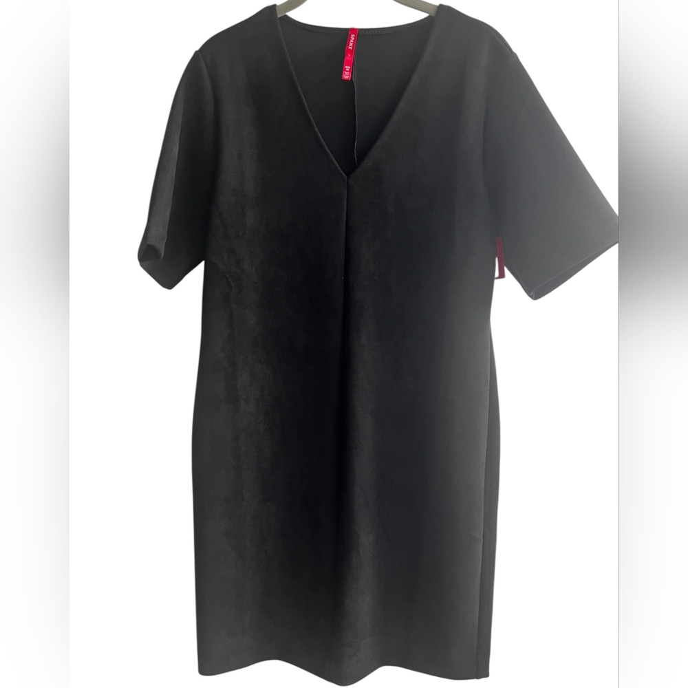 SPANX Faux Suede black Column dress NWT medium